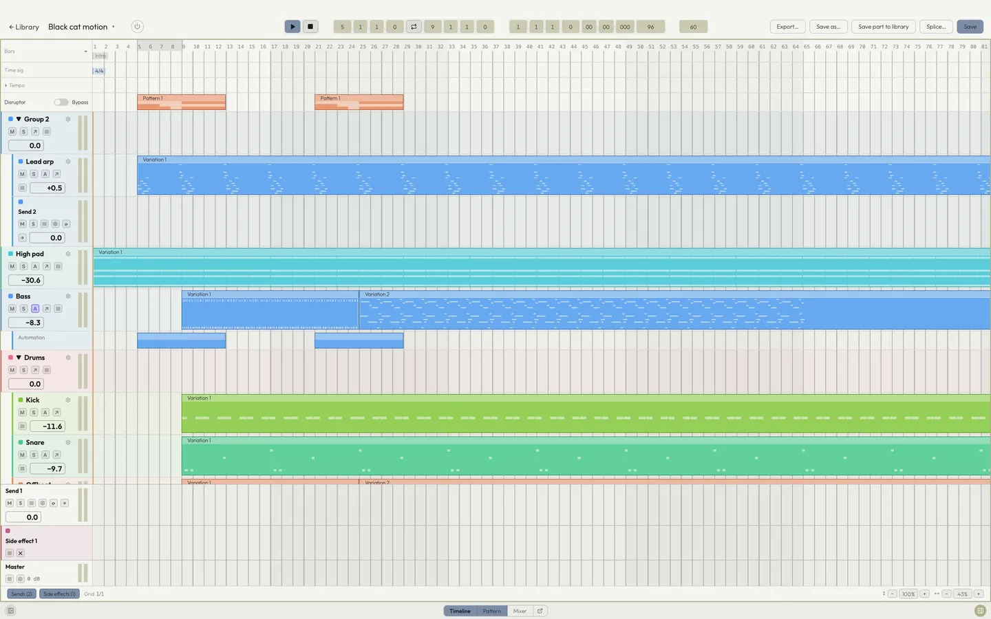 A track's automation lane below it, with trigger clips on the timeline